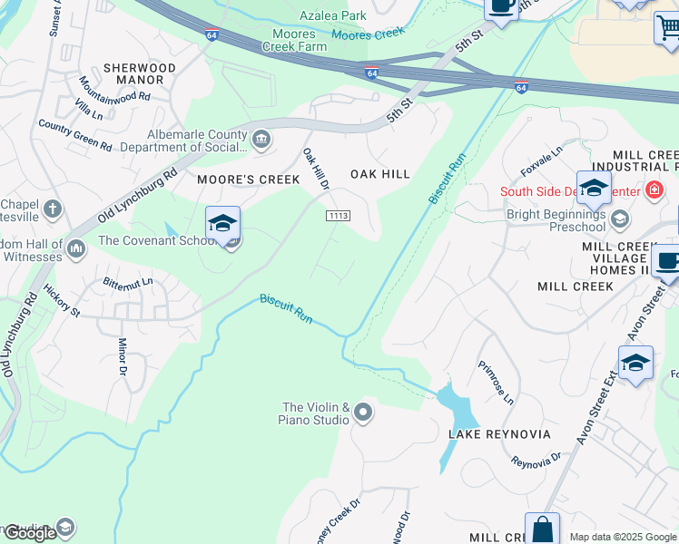 map of restaurants, bars, coffee shops, grocery stores, and more near 1432 Maymont Court in Charlottesville
