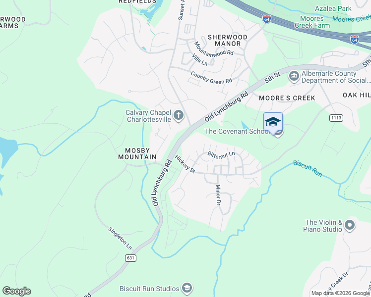 map of restaurants, bars, coffee shops, grocery stores, and more near 699 Old Lynchburg Road in Charlottesville