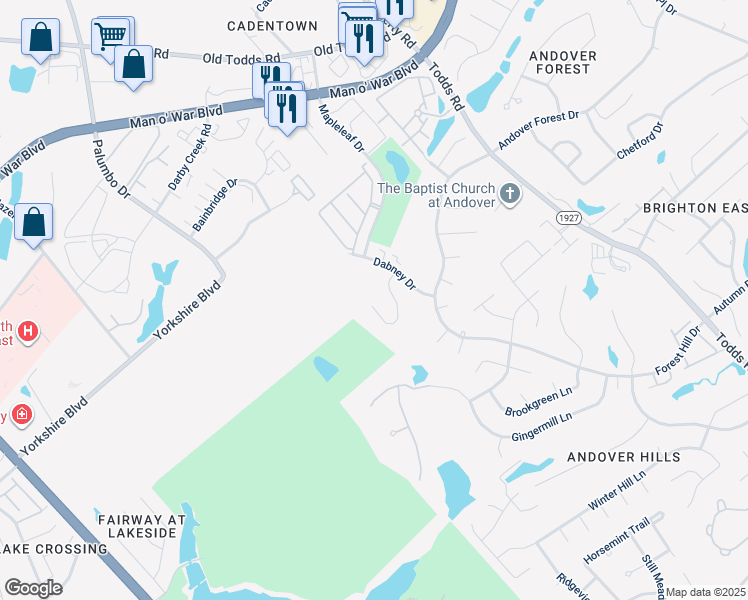 map of restaurants, bars, coffee shops, grocery stores, and more near 3301 Tyler Court in Lexington