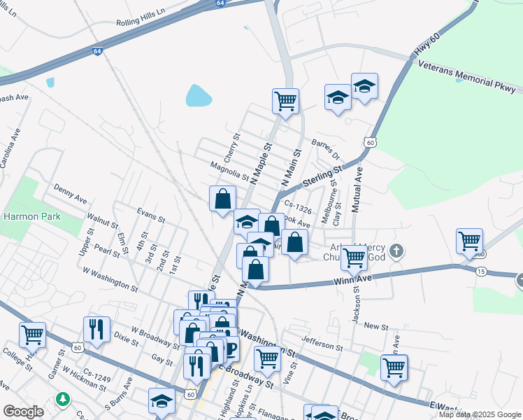 map of restaurants, bars, coffee shops, grocery stores, and more near 8 Holly Avenue in Winchester