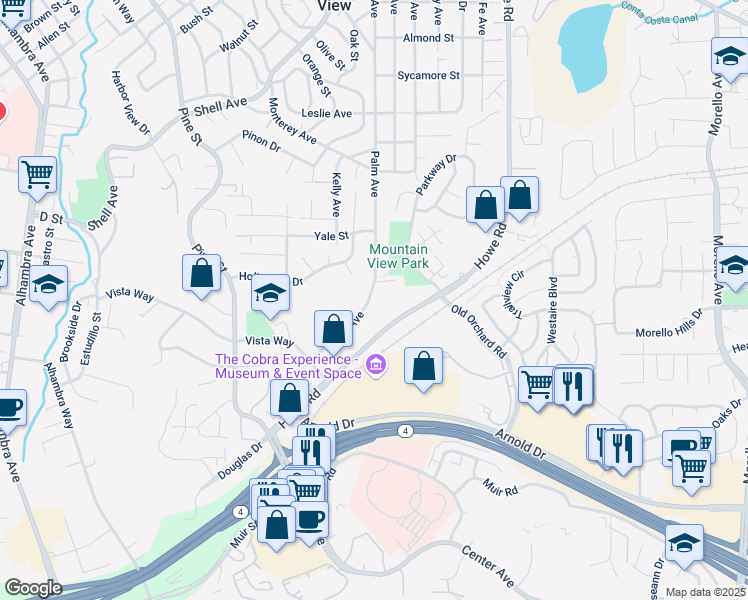 map of restaurants, bars, coffee shops, grocery stores, and more near 564 Palm Avenue in Martinez