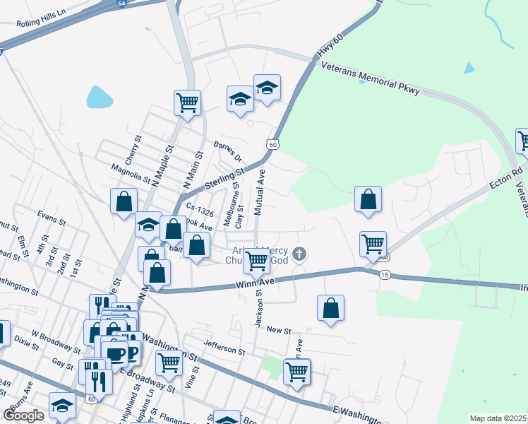 map of restaurants, bars, coffee shops, grocery stores, and more near 226 Mutual Avenue in Winchester