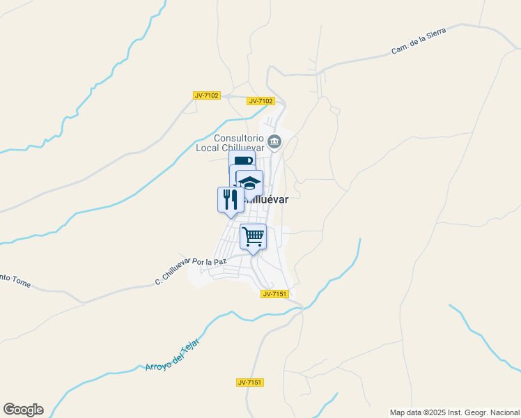 map of restaurants, bars, coffee shops, grocery stores, and more near 12 Plaza Constitucion in Chilluévar