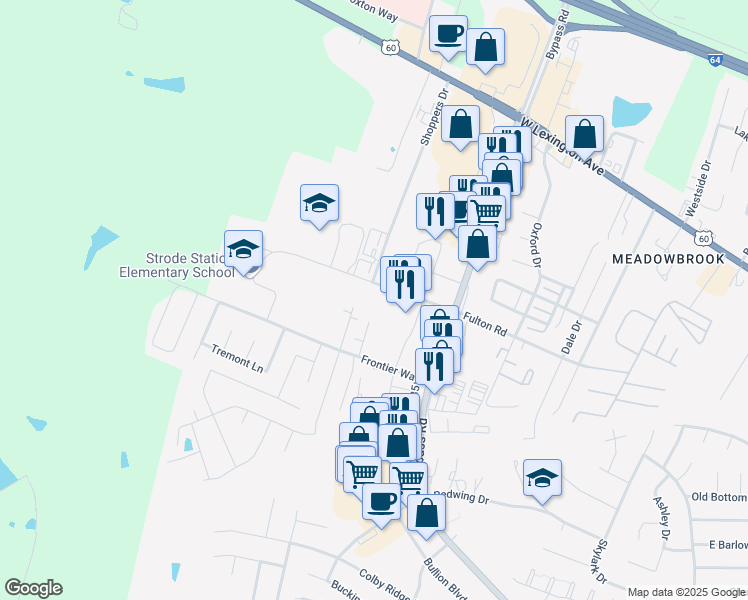 map of restaurants, bars, coffee shops, grocery stores, and more near 1496 Martin Luther King Junior Drive in Winchester
