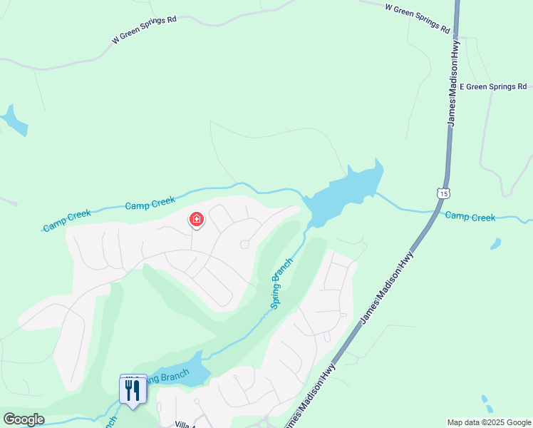 map of restaurants, bars, coffee shops, grocery stores, and more near 125 Forest Court in Zion Crossroads
