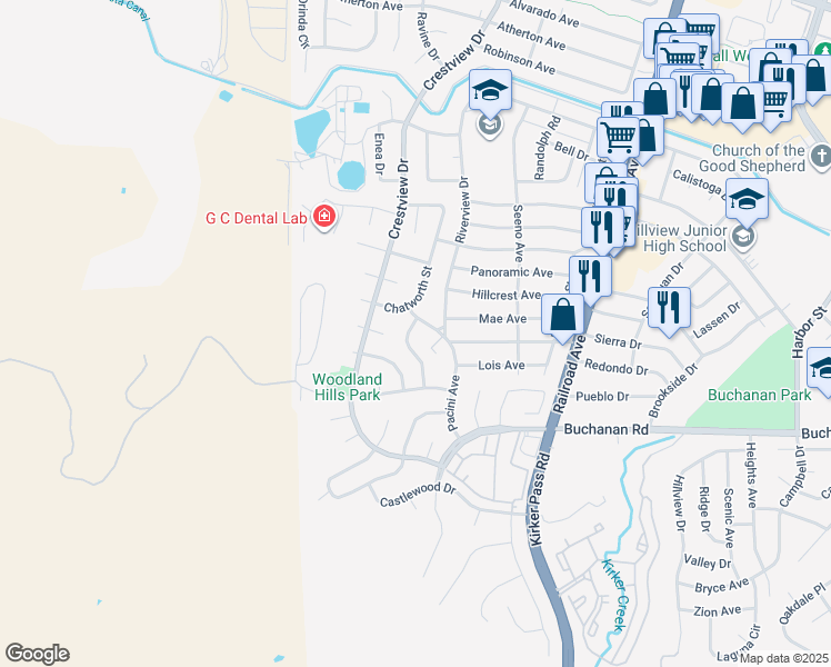 map of restaurants, bars, coffee shops, grocery stores, and more near 27 Casa Verde Way in Pittsburg