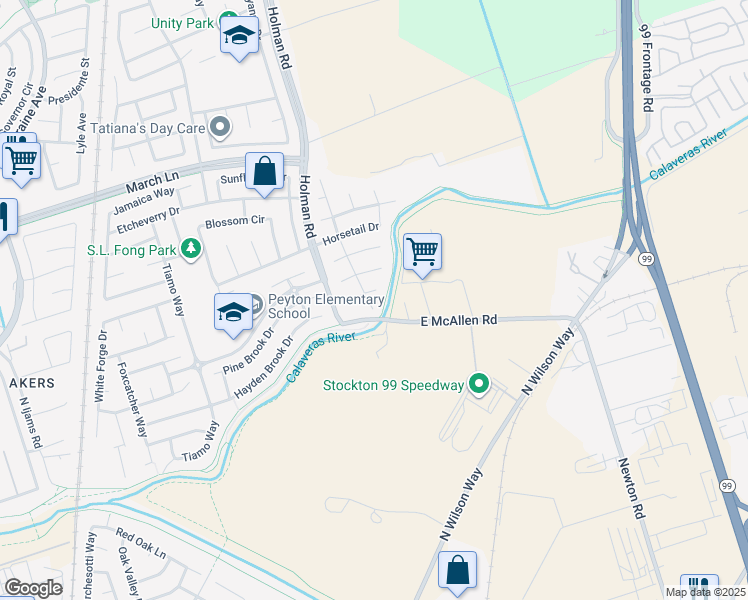 map of restaurants, bars, coffee shops, grocery stores, and more near 4456 North Wild Grape Drive in Stockton