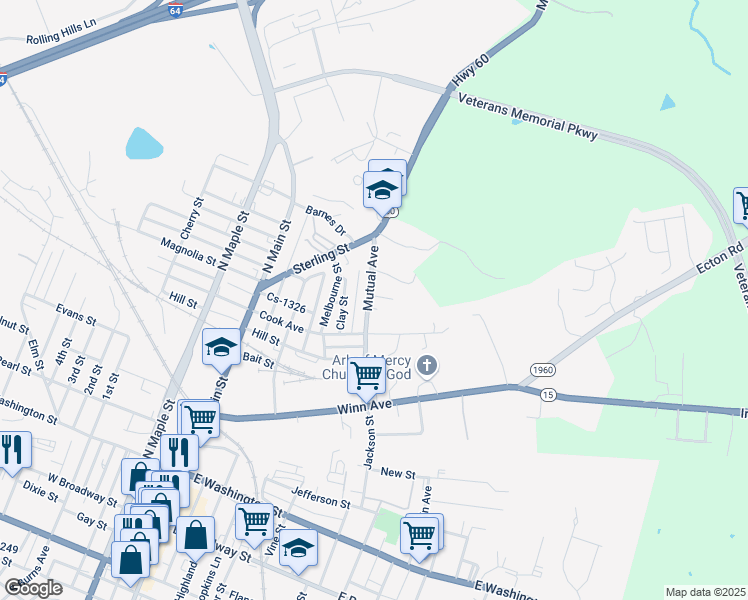 map of restaurants, bars, coffee shops, grocery stores, and more near 226 Mutual Avenue in Winchester