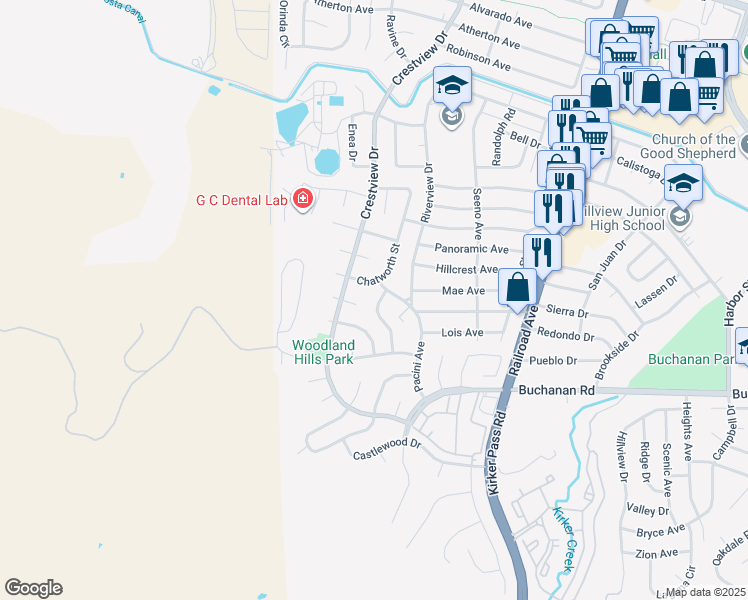 map of restaurants, bars, coffee shops, grocery stores, and more near 27 Casa Verde Way in Pittsburg