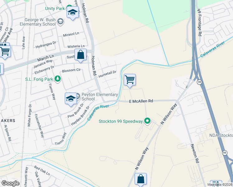 map of restaurants, bars, coffee shops, grocery stores, and more near 4456 North Wild Grape Drive in Stockton