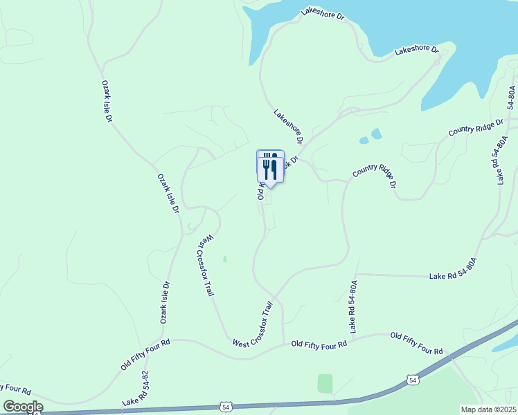 map of restaurants, bars, coffee shops, grocery stores, and more near Old Kinderhook Drive in Camdenton