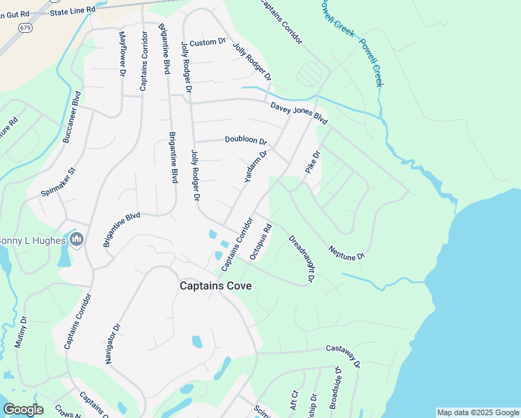 map of restaurants, bars, coffee shops, grocery stores, and more near 4 Captains Corridor in Greenbackville