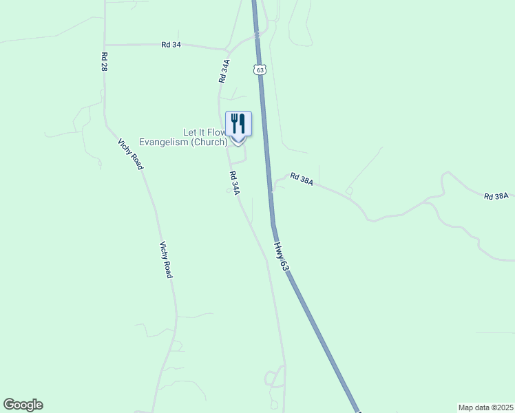 map of restaurants, bars, coffee shops, grocery stores, and more near US Highway 63 in Rolla