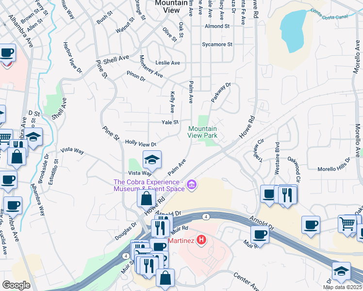 map of restaurants, bars, coffee shops, grocery stores, and more near 300 Lodgepole Court in Martinez