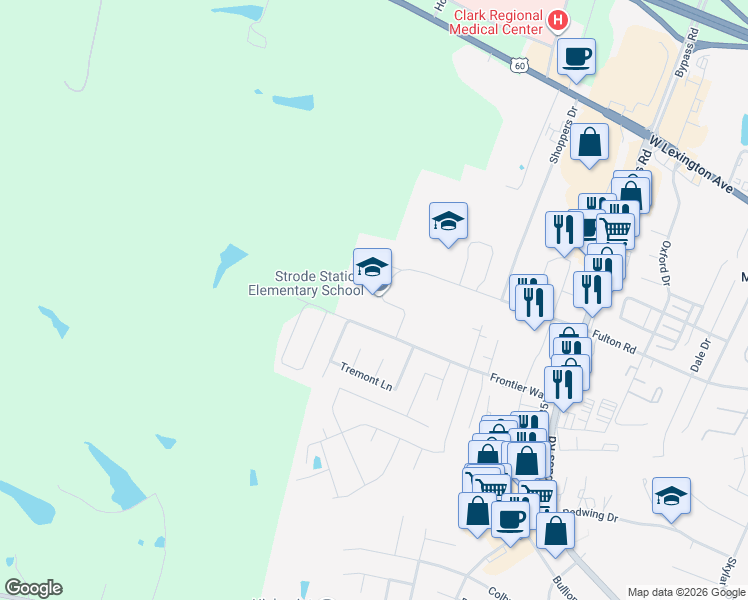 map of restaurants, bars, coffee shops, grocery stores, and more near 1750 Martin Luther King Junior Drive in Winchester