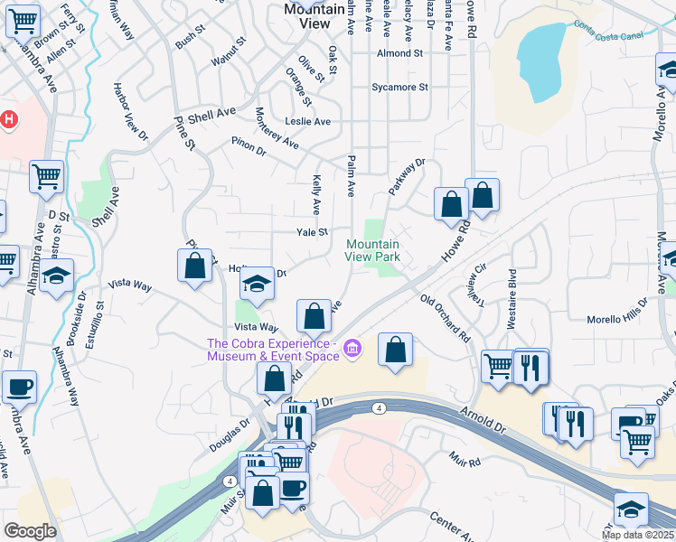 map of restaurants, bars, coffee shops, grocery stores, and more near 564 Palm Avenue in Martinez