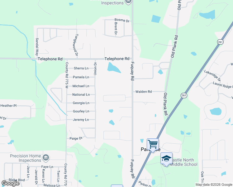 map of restaurants, bars, coffee shops, grocery stores, and more near 7366 Castle Hills Drive in Newburgh