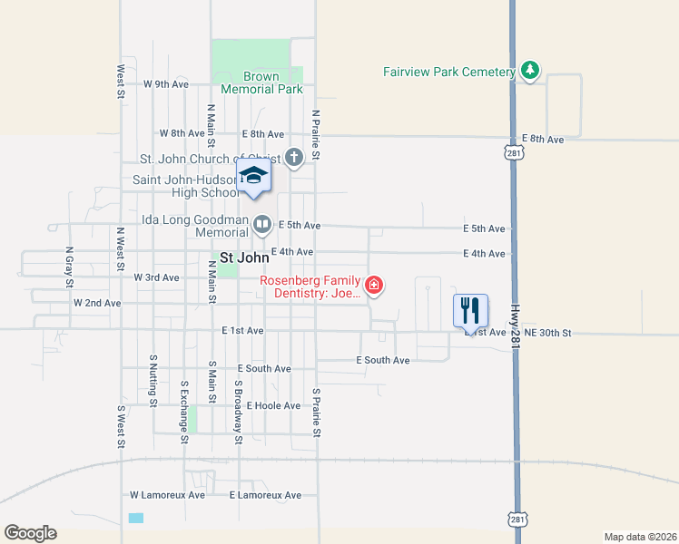 map of restaurants, bars, coffee shops, grocery stores, and more near 516 East 3rd Avenue in Saint John