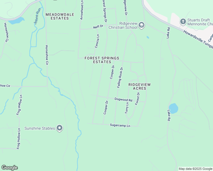 map of restaurants, bars, coffee shops, grocery stores, and more near 277 Cooper Drive in Stuarts Draft