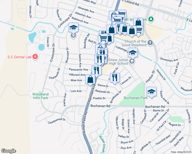 map of restaurants, bars, coffee shops, grocery stores, and more near 3990 Railroad Avenue in Pittsburg