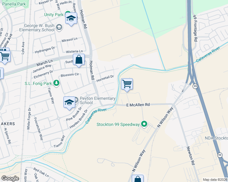 map of restaurants, bars, coffee shops, grocery stores, and more near 3102 Ginkgo Court in Stockton