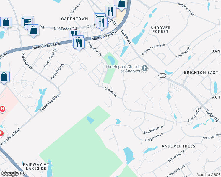 map of restaurants, bars, coffee shops, grocery stores, and more near 467 Dabney Drive in Lexington