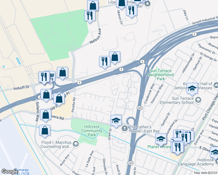 map of restaurants, bars, coffee shops, grocery stores, and more near 98 A Street in Concord