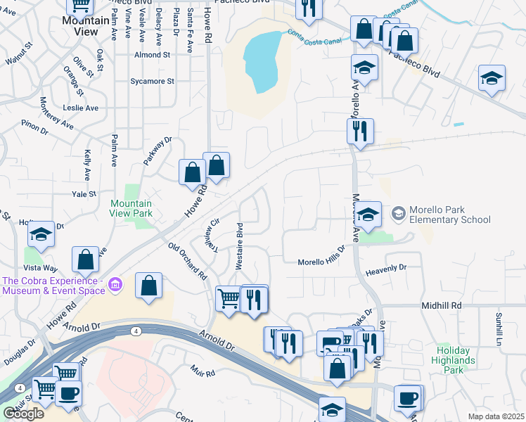 map of restaurants, bars, coffee shops, grocery stores, and more near 286 Brady Street in Martinez