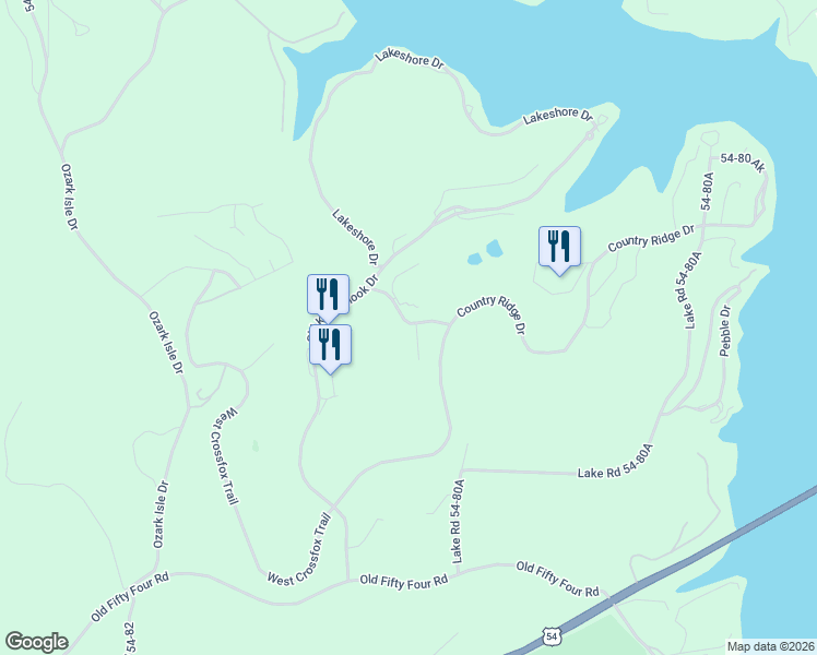 map of restaurants, bars, coffee shops, grocery stores, and more near Empire Ranch Road in Camdenton