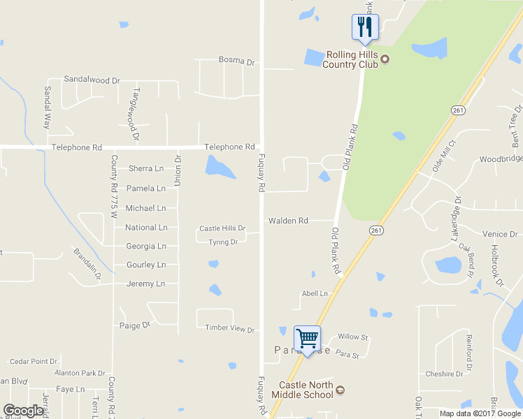 map of restaurants, bars, coffee shops, grocery stores, and more near 2222 Fuquay Road in Newburgh
