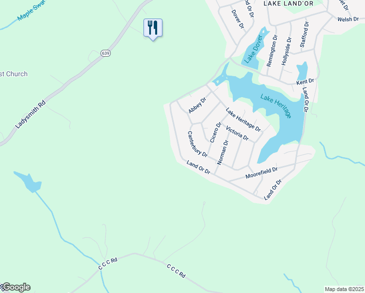 map of restaurants, bars, coffee shops, grocery stores, and more near 196 Land Or Drive in Ruther Glen