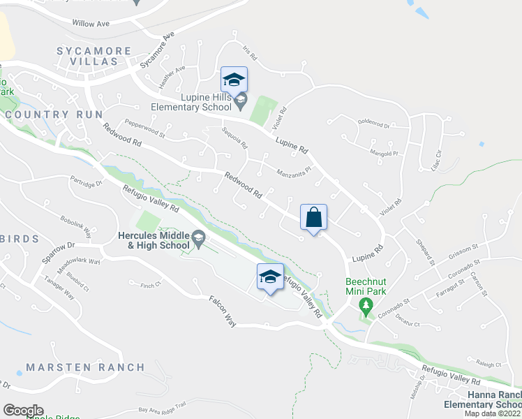 map of restaurants, bars, coffee shops, grocery stores, and more near 103 Ash Court in Hercules