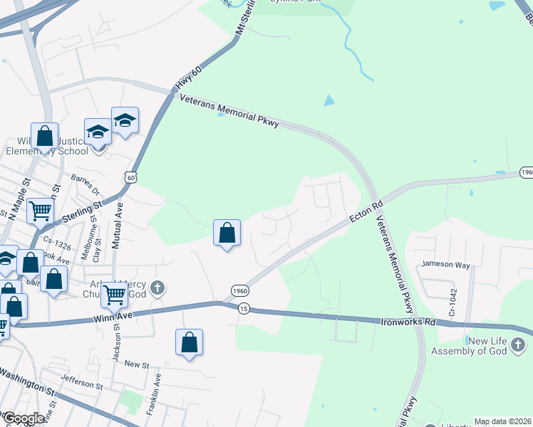 map of restaurants, bars, coffee shops, grocery stores, and more near 214 Watercrest Way in Winchester