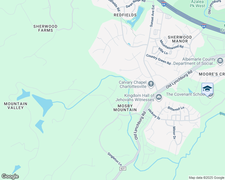 map of restaurants, bars, coffee shops, grocery stores, and more near 706 Owl Creek Court in Charlottesville