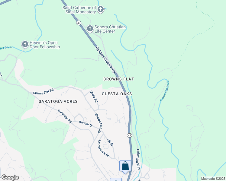 map of restaurants, bars, coffee shops, grocery stores, and more near 100 Preston Place in Sonora