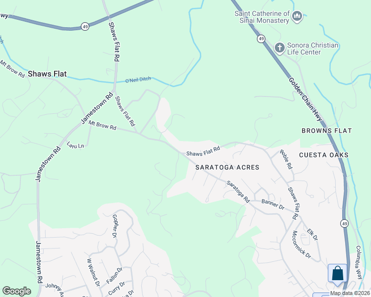 map of restaurants, bars, coffee shops, grocery stores, and more near 20965 Shaws Flat Road in Sonora
