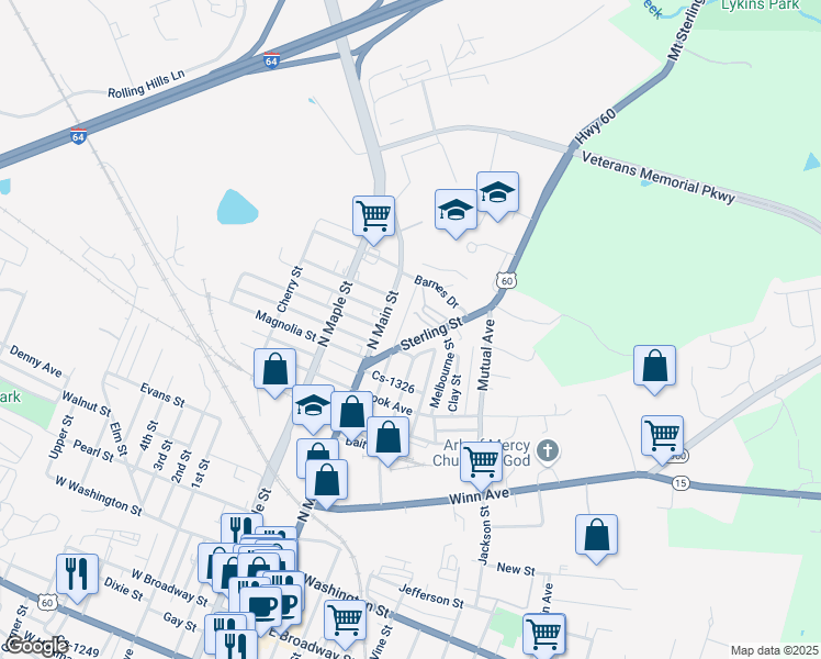 map of restaurants, bars, coffee shops, grocery stores, and more near 112 Sterling Street in Winchester