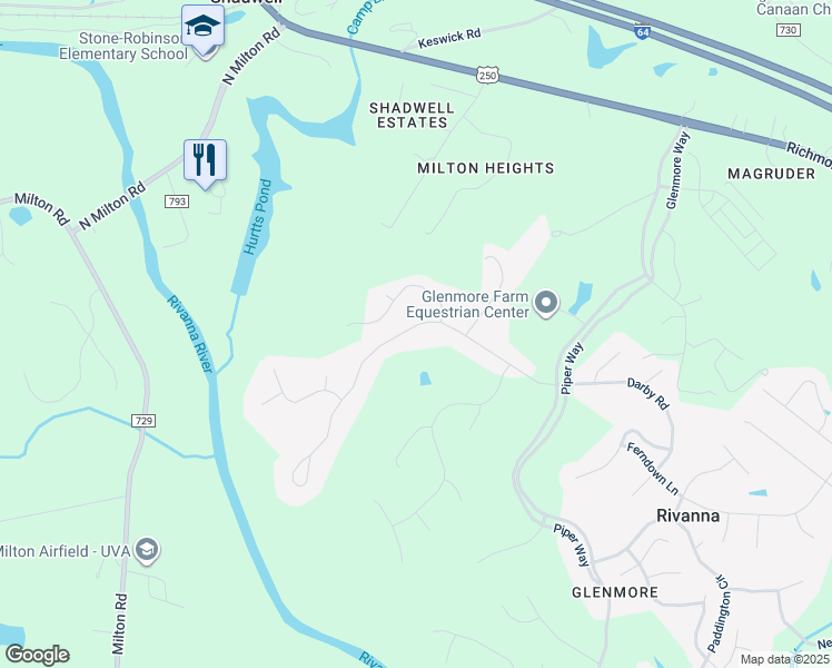 map of restaurants, bars, coffee shops, grocery stores, and more near 3191 Darby Road in Keswick