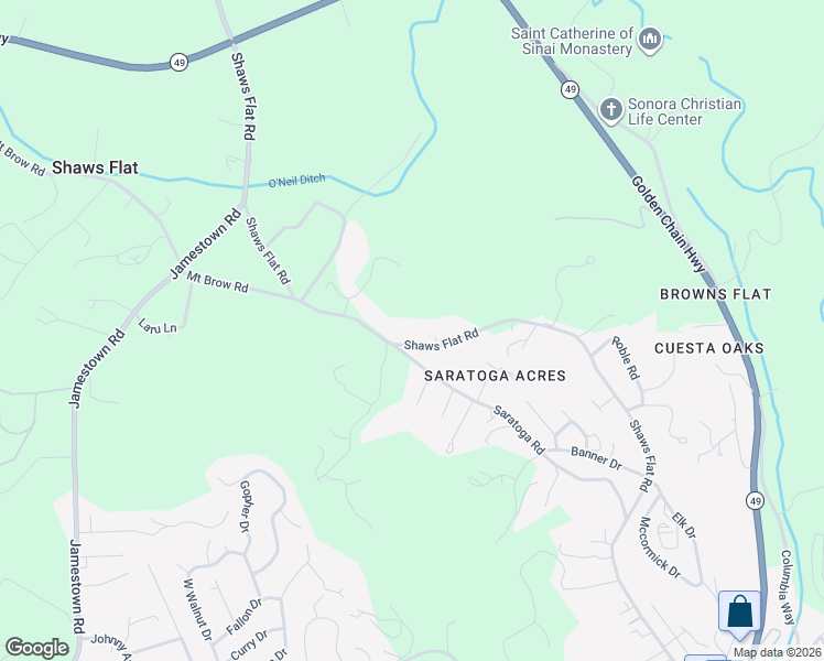map of restaurants, bars, coffee shops, grocery stores, and more near 20965 Shaws Flat Rd in Sonora