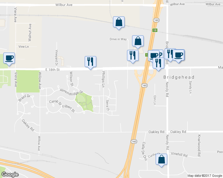 map of restaurants, bars, coffee shops, grocery stores, and more near 2991 Serra Court in Antioch