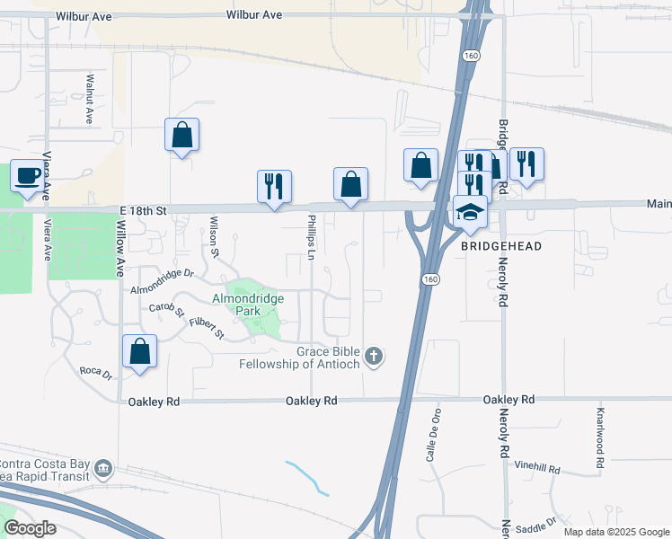 map of restaurants, bars, coffee shops, grocery stores, and more near 2991 Serra Court in Antioch