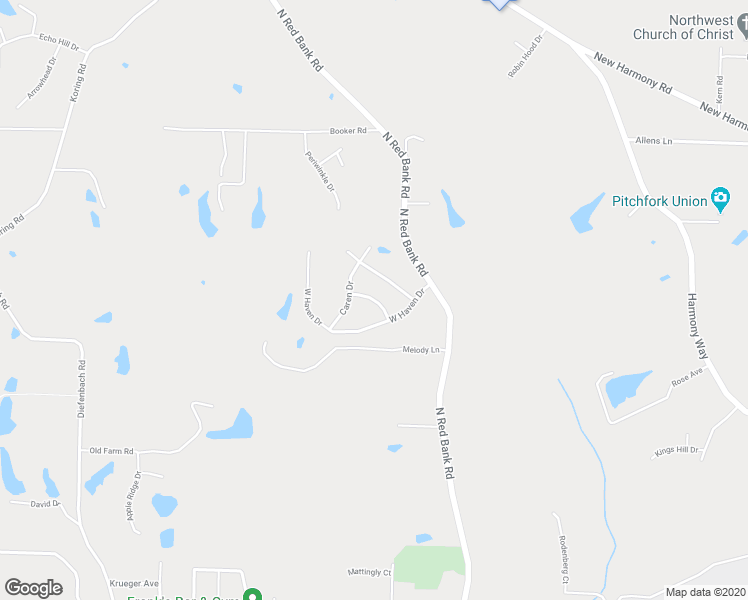map of restaurants, bars, coffee shops, grocery stores, and more near Magnolia Drive in Evansville