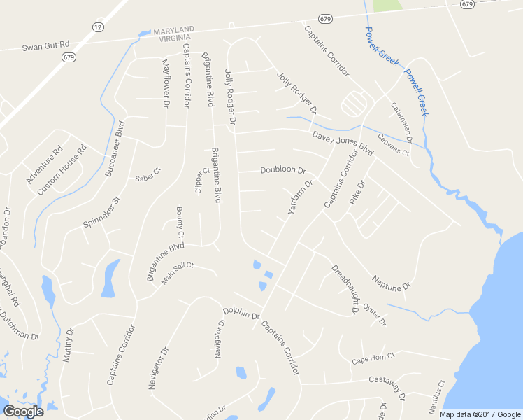 map of restaurants, bars, coffee shops, grocery stores, and more near Luff Court in Accomack County