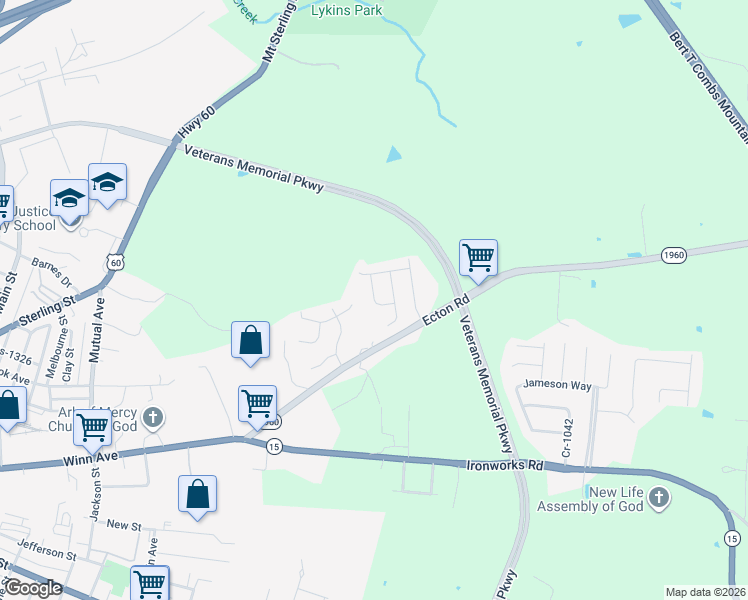 map of restaurants, bars, coffee shops, grocery stores, and more near Salem Avenue in Winchester