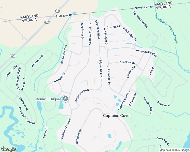 map of restaurants, bars, coffee shops, grocery stores, and more near 2277 Rudder Court in Greenbackville