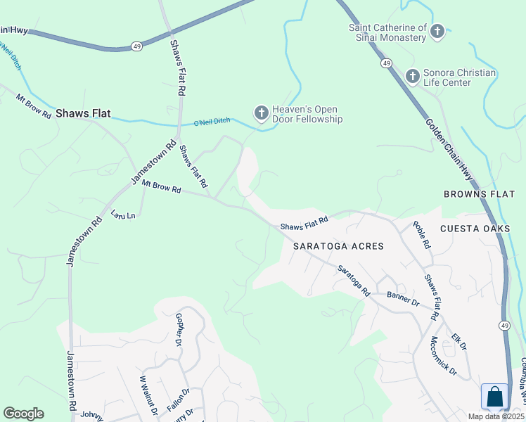 map of restaurants, bars, coffee shops, grocery stores, and more near 20973 Shaws Flat Road in Sonora