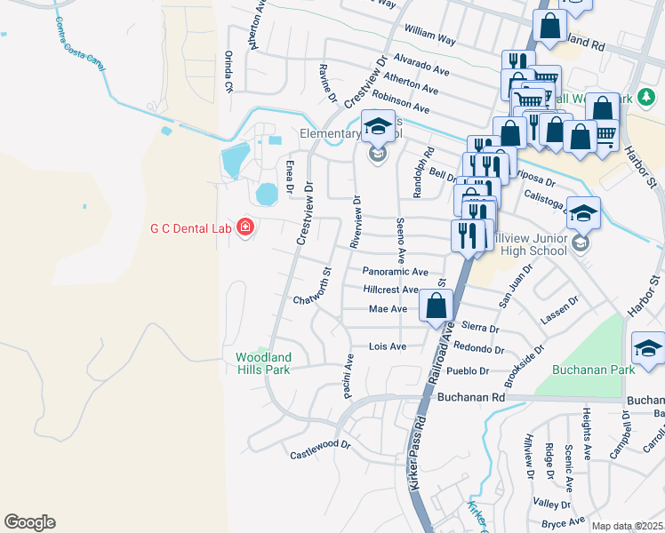 map of restaurants, bars, coffee shops, grocery stores, and more near 147 Riverview Drive in Pittsburg