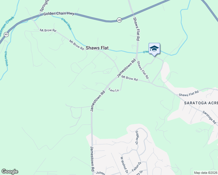 map of restaurants, bars, coffee shops, grocery stores, and more near 20959-20973 Jamestown Road in Sonora