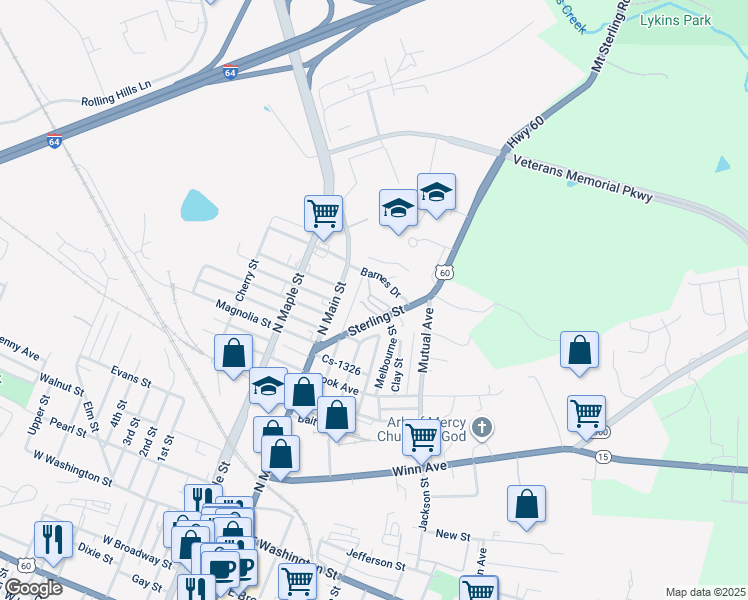 map of restaurants, bars, coffee shops, grocery stores, and more near 112 Sterling Street in Winchester