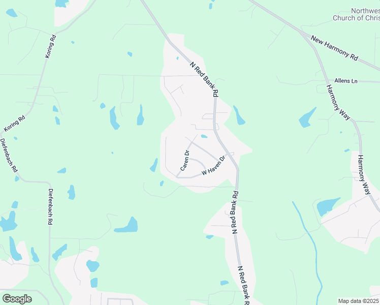 map of restaurants, bars, coffee shops, grocery stores, and more near 2609 Caren Drive in Evansville